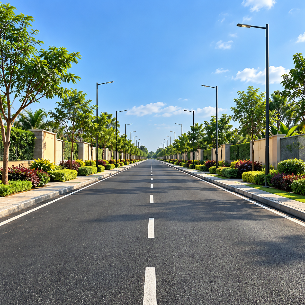 Wide Blacktop BT Internal Roads with Streetlights